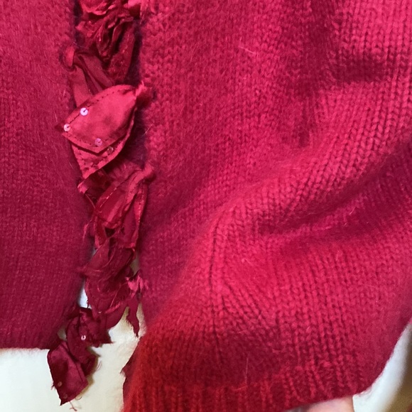 J Jill wool blended red sweater with front open - Picture 4 of 6